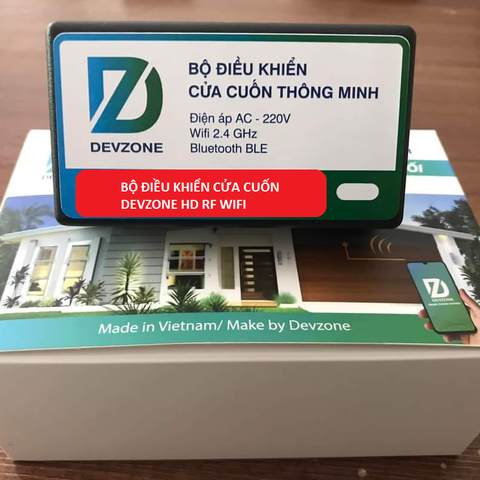 Bộ Điều Khiển Cửa Cuốn Qua Điện Thoại Từ Xa DEVZONE HD RF WIFI Thông Minh Đóng Mở Cửa Bằng App Internet 3G 4G 5G Mẫu Mới 2023 Hiện Đại Không Cần Đi Dây Lắp Đặt