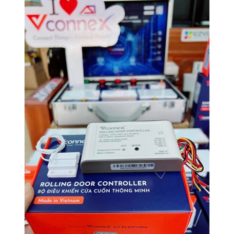 Bộ điều khiển đóng mở cửa cuốn bằng điện thoại thông minh VCONNEX wifi cảnh báo theo dõi cửa cổng từ xa cao cấp