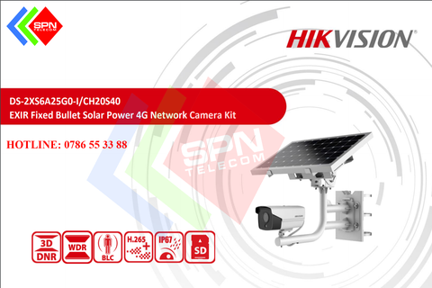 Camera năng lượng mặt trời 4G không dây EXIR Bullet (Hikvision DS-2XS6A25G0-I/CH20S40)
