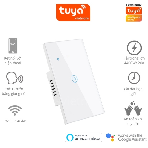 Công Tắc Bình Nóng Lạnh Cảm Ứng Thông Minh TUYA Wifi 4400W 20A Theo Dõi Bật Tắt Hẹn Giờ Điều Khiển Từ Xa Qua Điện Thoại