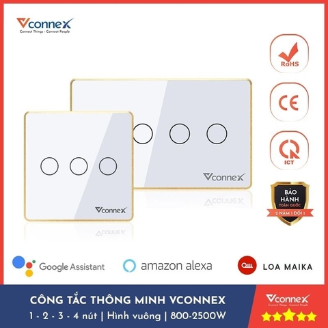 Công tắc cảm ứng thông minh wifi VCONNEX công suất cao 800 2500 W điều khiển bật tắt thiết bị từ xa qua điện thoại