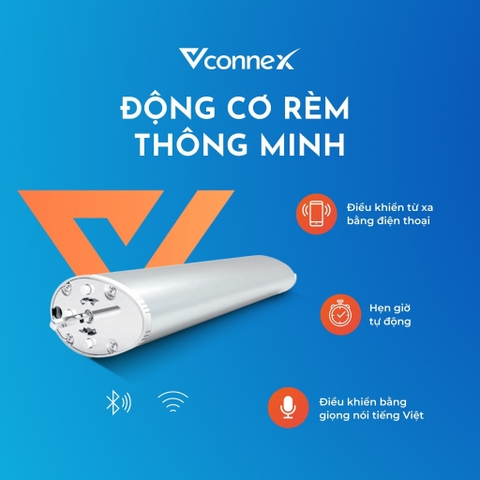 Động cơ rèm thông minh VCONNEX Wifi motor lực kéo 2N 55 kg theo dõi điều khiển đóng mở từ xa trên điện thoại