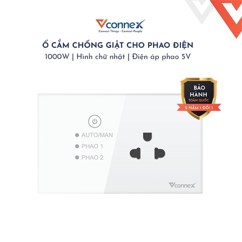 Ổ cắm chống giật cho phao điện thông minh VCONNEX cảnh báo hở điện nút bấm cảm ứng an toàn tự động bật tắt máy bơm đầy bồn nước bể ngầm bể bơi