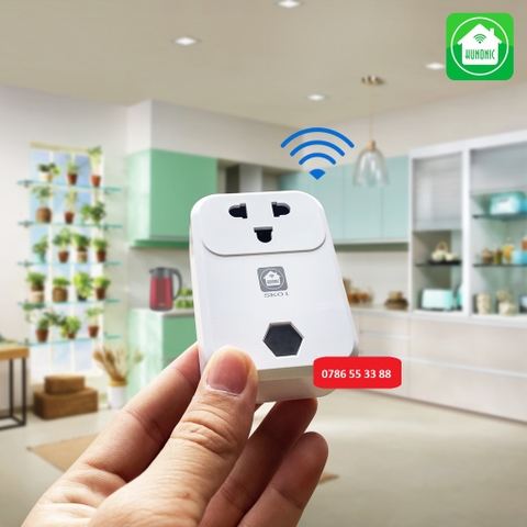 Ổ cắm thông minh wifi HUNONIC SK 01 bật tắt hẹn giờ từ xa qua điện thoại chính hãng