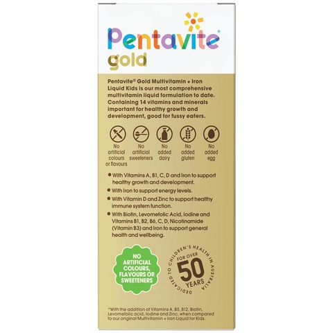 Thuốc bổ sung vitamin và sắt cho trẻ từ 1 đến 12 tuổi - Pentavite Liquid Multivitamins with Iron for Kids (100ml)