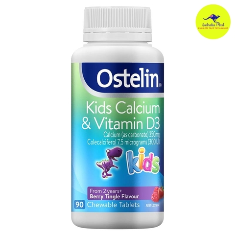 Vitamin D3 & Calcium Ostelin Kids - Viên uống bổ sung Canxi và Vitamin D3 cho bé 90 viên