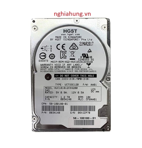 HDD 58-100180-01 1.2TB 10000RPM SAS 12Gb/s 2.5-inch Hard Drive