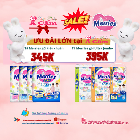 📣📣🔥 ƯU ĐÃI CỰC SỐC TÃ MERRIES GIÁ 🔥345K (cho Tã gói tiêu chuẩn) & 🔥395k(cho Tã gói lớn(Jumbo) siêu tiết kiệm)🔥DUY NHẤT CHỈ CÓ TẠI💥💢SHOP BABY A CẨM💢💥 📣📣🔥 ƯU ĐÃI CỰC SỐC TÃ MERRIES GIÁ 🔥345K (cho Tã gói tiêu chuẩn) & 🔥395k(cho Tã gói lớn(Jumbo) siêu tiết kiệm)🔥DUY NHẤT CHỈ CÓ TẠI💥💢SHOP BABY A CẨM💢💥