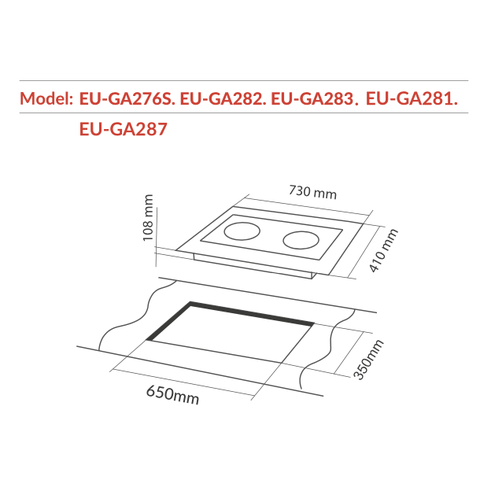 Bếp Gas Âm 2 Lò Nấu Eurosun EU-GA276S - Tiết kiệm gas, cảm biến an toàn