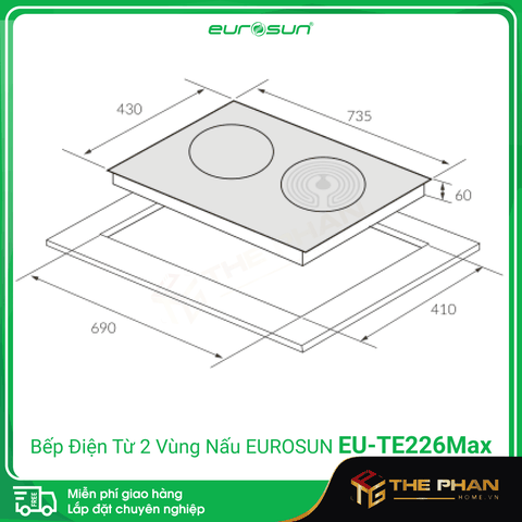 Bếp Điện Từ Đôi Eurosun EU-TE226Max - Inverter thông minh, Cảm ứng từ + Hồng ngoại