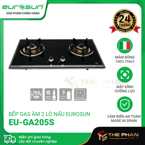 Bếp Gas Âm 2 Lò Nấu Eurosun EU-GA205S - Tiết kiệm gas, cảm biến an toàn