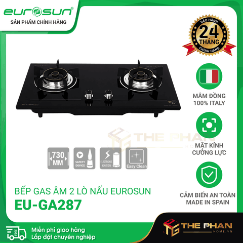 Bếp Gas Âm 2 Lò Nấu Eurosun EU-GA287 - Tiết kiệm gas, Cảm biến an toàn