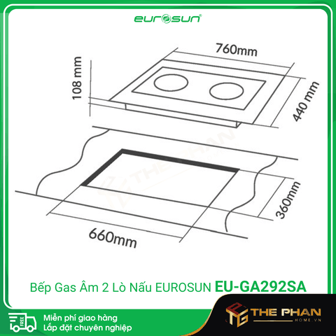 Bếp Gas Âm 2 Lò Nấu Eurosun EU-GA292SA - Cảm biến chống cháy Nhật Bản