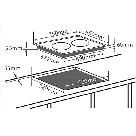 Bếp Từ Đôi CHEF'S EH-DIH868 - Tiết kiệm điện, Cảm ứng 9 mức công suất, Cảm biến an toàn