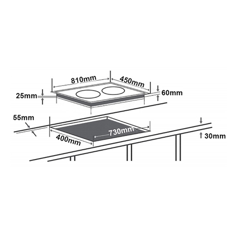 Bếp Từ CHEF'S EH-IH536 - 3 vùng nấu từ, Inverter thông minh, Cảm ứng 9 mức công suất, Cảm biến an toàn