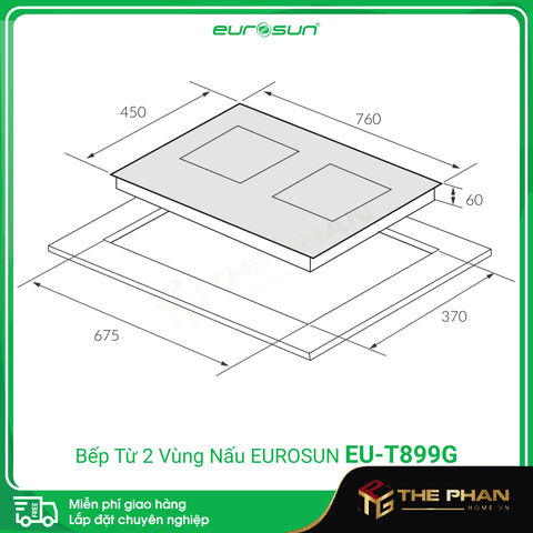 Bếp Từ Eurosun EU-T899G - 2 Vùng Nấu Cảm Ứng Từ