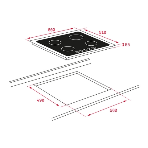 Bếp Từ TEKA - WISH IB6315 10210158 - 3 vùng nấu, Cảm ứng, Mặt kính Ceramic EuroKera