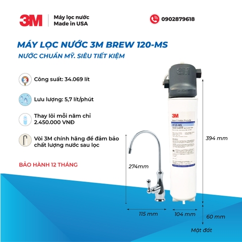 Máy Lọc Nước 3M BREW 120MS - Lắp Bồn Rửa