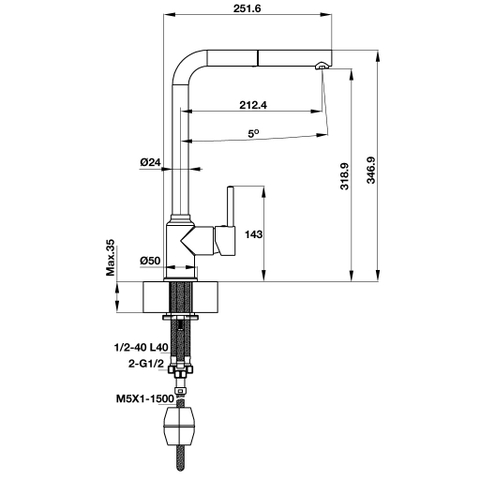 Vòi Bếp Hafele HT19-CH1P319 570.50.290 - Hafele Tap