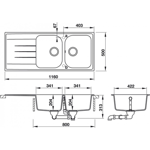 Chậu Rửa Chén Hafele JULIUS HS18-GED2R80 570.35.360 (Màu Đen) | 570.35.460 (Màu Kem) | 570.35.560 (Màu Xám)