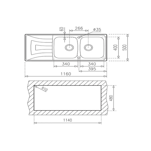 Chậu Rửa Chén TEKA - UNIVERSO2B1D 10120012 - Thép không gỉ AISI 304, Kèm phụ kiện