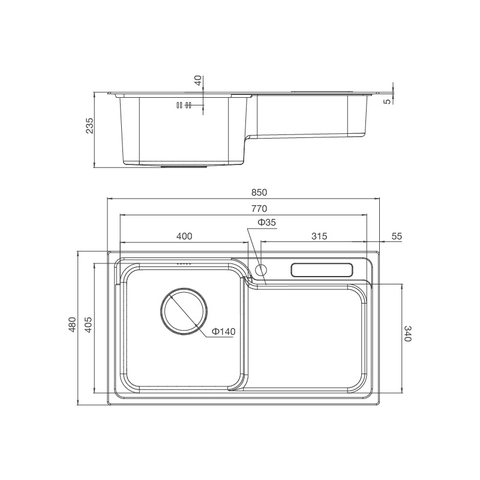 Chậu Rửa Chén Inox Malloca MS 1028D - Thép không gỉ 304