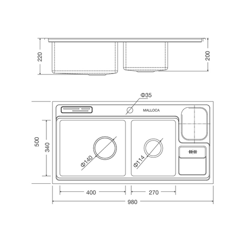 Chậu Rửa Chén Inox Malloca MS 8804 - Thép không gỉ 304