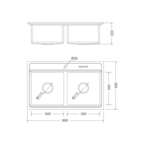 Chậu Rửa Chén Inox Malloca MS 8812 - Thép không gỉ 304