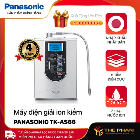 Máy Lọc Nước Điện Giải Ion Kiềm PANASONIC TK-AS66 - 5 tấm điện cực tạo ra 7 loại nước ion