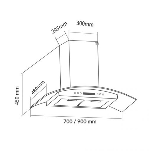 Máy Hút Mùi Eurosun EH-70K26S | EH-90K26S - Hút mùi gắn tường, 1000m3/h