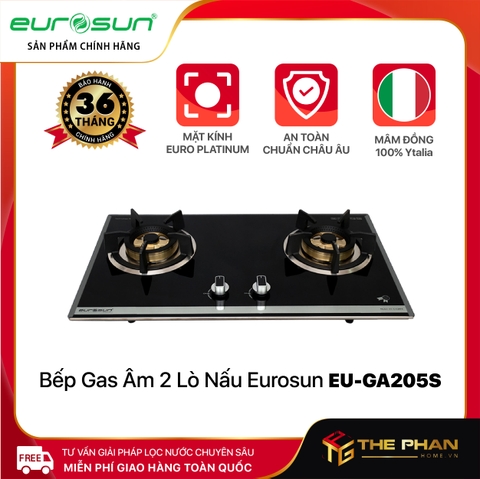 Bếp Gas Âm 2 Lò Nấu Eurosun EU-GA205S - Tiết kiệm gas, cảm biến an toàn