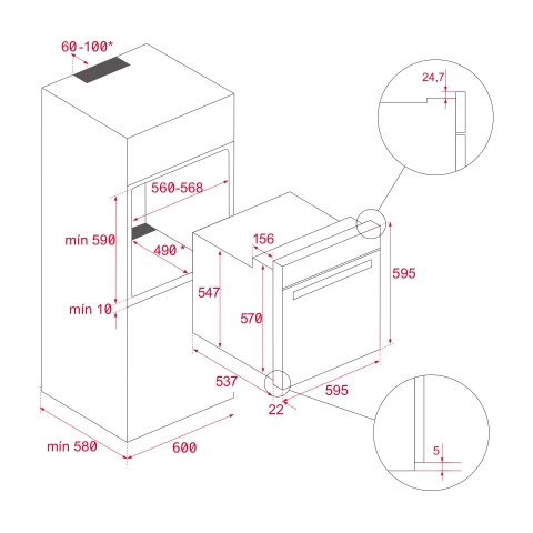 Lò Nướng Âm Tủ Đa Chức Năng TEKA 111000026 - MAESTRO, Nướng Steak ngon như nhà hàng, 63 Lít, 12 chức năng