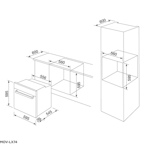 Lò Nướng Điện Âm Tủ Malloca MOV-LX74 - 74 Lít