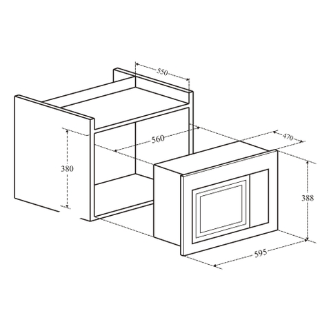 Lò Vi Sóng Tích Hợp Nướng Âm Tủ KAFF KF-MC02  - 25 Lít, Inverter, Nướng đối lưu, An toàn trẻ em