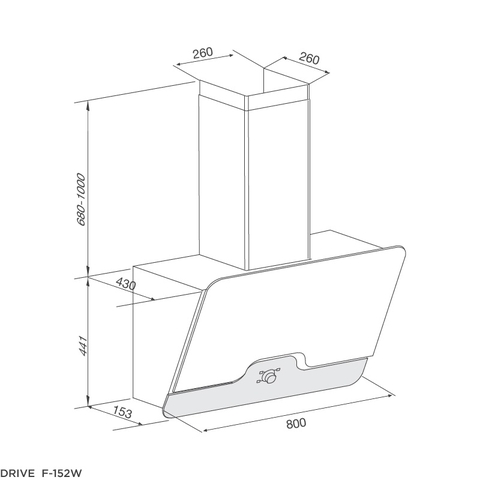 Máy Hút Khói Khử Mùi - Áp Tường Dạng Nghiêng Malloca DRIVE F-152B, F-152W - 850m³/h