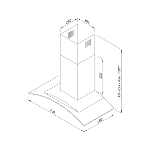 Máy Hút Khói Khử Mùi - Áp Tường Malloca Gama K3155.7, K3155.9 - 700m³/h