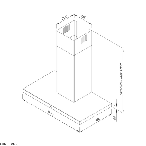 Máy Hút Khói Khử Mùi - Áp Tường Malloca MIN F-205 - 750m³/h