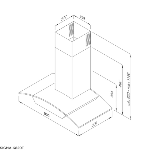 Máy Hút Khói Khử Mùi - Áp Tường Malloca SIGMA-K820T - 850m³/h