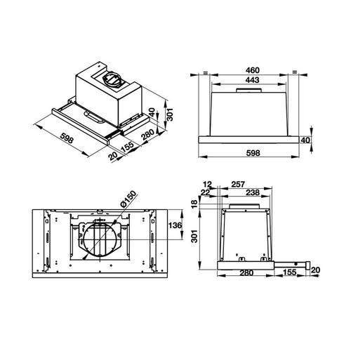 Máy Hút Mùi Âm Tủ Hafele HH-TG60E 539.81.073