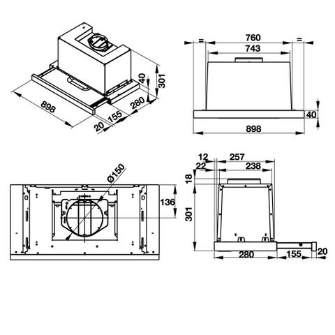 Máy Hút Mùi Âm Tủ Hafele HH-TG90E 539.81.075