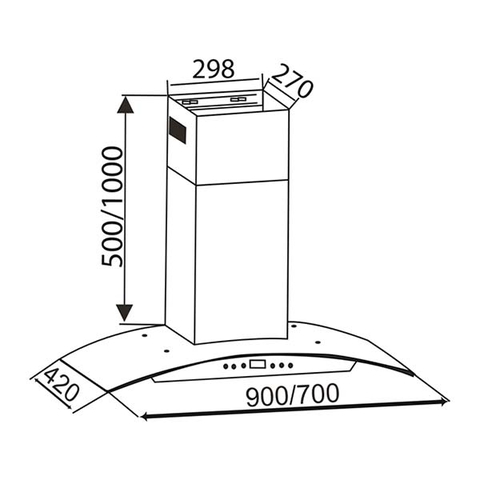 Máy Hút Mùi CANZY CZ-0470 | CZ-0490 - 1200m³/h, Kính cong, Cảm ứng LCD, Remote hẹn giờ, Alumium 5 lớp