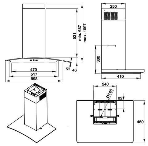 Máy Hút Mùi Gắn Tường Hafele HH-WG90B 539.81.185