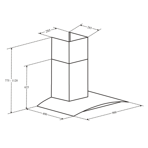 Máy Hút Mùi Kính Cong CANZY CZ-SL90 - 1400m³/h, 4 cấp độ, Alumium 3 lớp