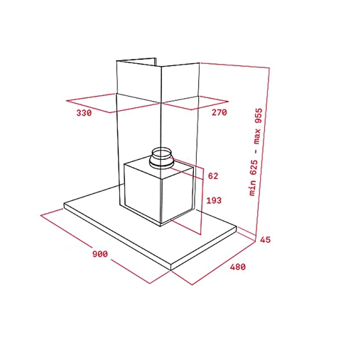 Máy Hút Mùi Áp Tường TEKA - DSJ950/750 40484832 | 40484831 - 430m³/h, Nút nhấn, 3 mức công suất