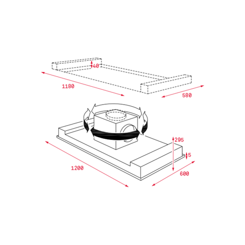 Máy Hút Mùi Đảo Âm Tủ TEKA - WISH DHT1285 40484180 - 631m³/h, 1200mm, 6 mức công suất