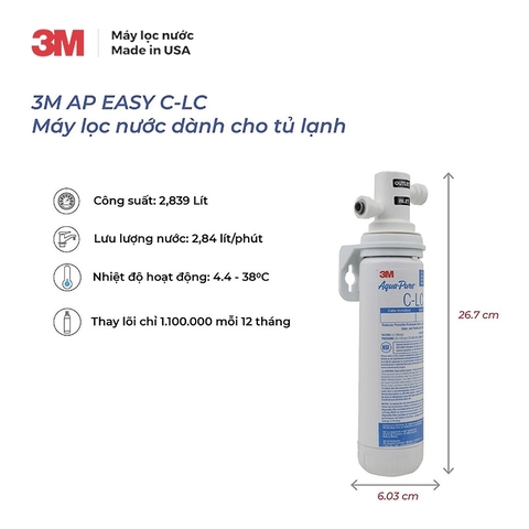 Máy Lọc Nước Mỹ 3M AP EASY C-LC Dành Cho Tủ Lạnh (70020345958)