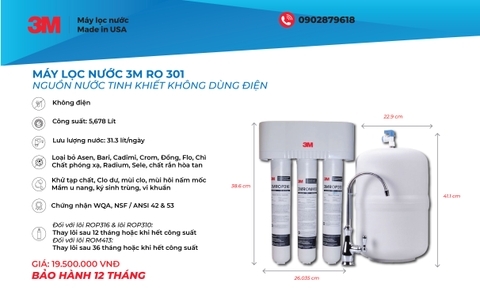 Máy Lọc Nước 3M RO301 Lắp Dưới Bồn Rửa