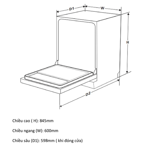 Máy Rửa Chén Bát Độc Lập CANZY CZ-P1036R - Sức chứa 10 bộ, Sấy nóng khử trùng