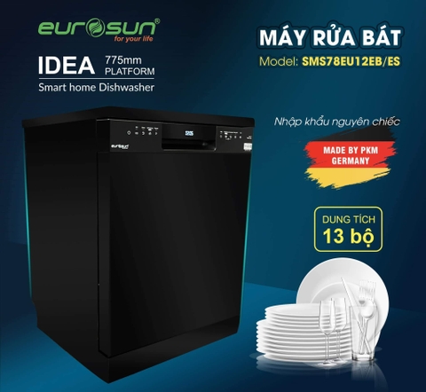 Máy Rửa Chén Bát Eurosun SMS78EU12EB (Black) | SMS78EU12ES (Silver) - Sức chứa 13+ Bộ