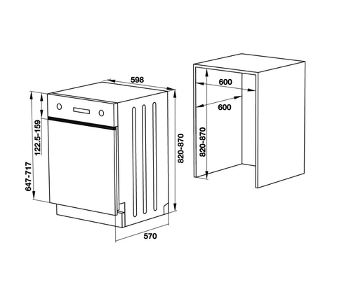 Máy Rửa Chén Âm Bán Phần Hafele HDW-HI60C 533.23.120 - Sức chứa 15 bộ